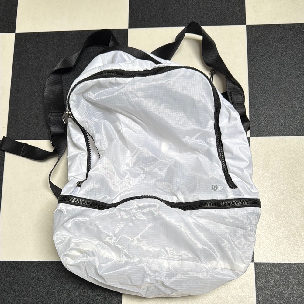 White Backpack with Black Accents